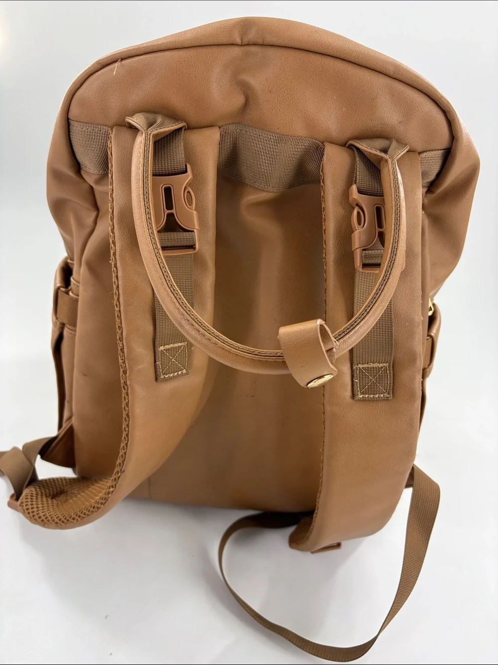 BabbleRoo Vegan Tan Leather Diaper Bag Backpack - Baby - Picture 3 of 5